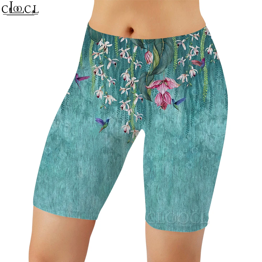 CLOOCL Damen-Leggings, schöne Gänseblümchen-Shorts mit 3D-Grafikdruck, lässig für Damen, Outdoor, Workout, Sport, Push-up, grüne Hose