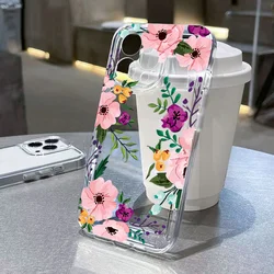 Phone Case For Xiaomi Redmi 14c 13 4G 13c 12c Note 12 11 13 Pro Plus 5G 12s 11s 10s 10 Pro 4G Clear TPU Flower Pattern Cover