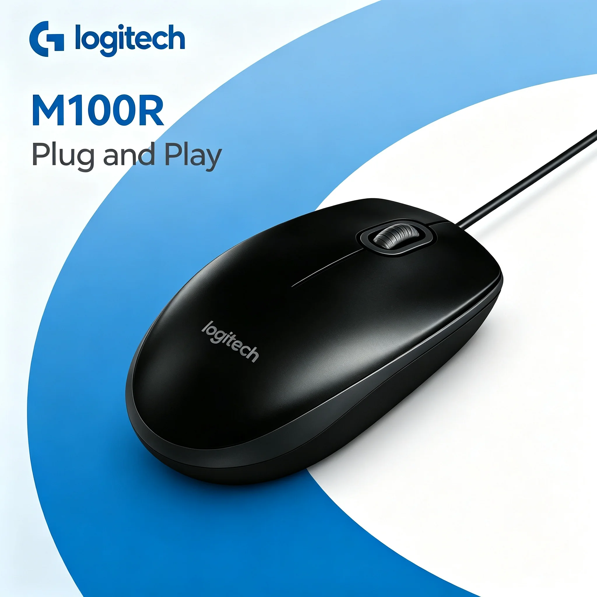 Logitech M100R Original USB Wired Optical Mouse, Compatible with Multiple Systems