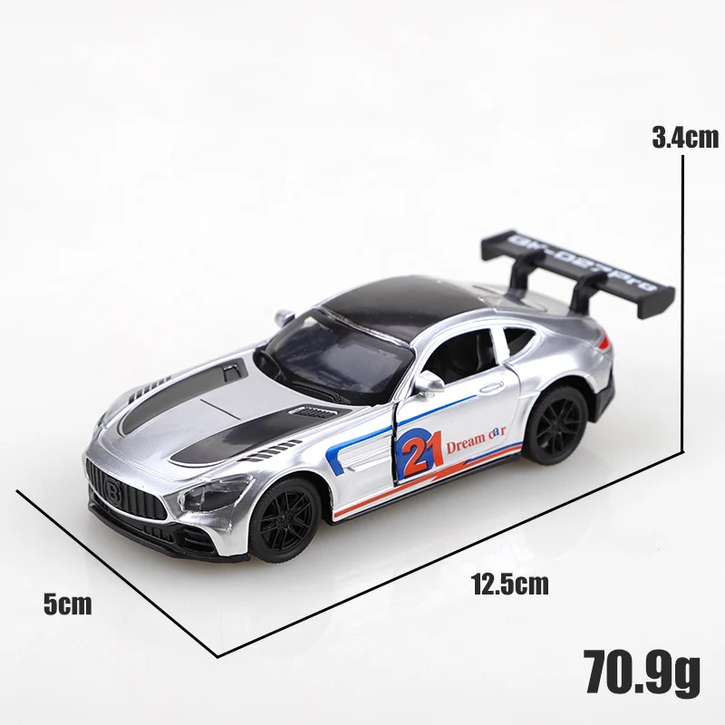 가방에 담긴 1.36 신형 합금 GT 풀백 자동차, 세련된 금속 자동차, 문 열림 가능한 풀백 장난감, 어린이 장난감 선물, 자동차 장식품