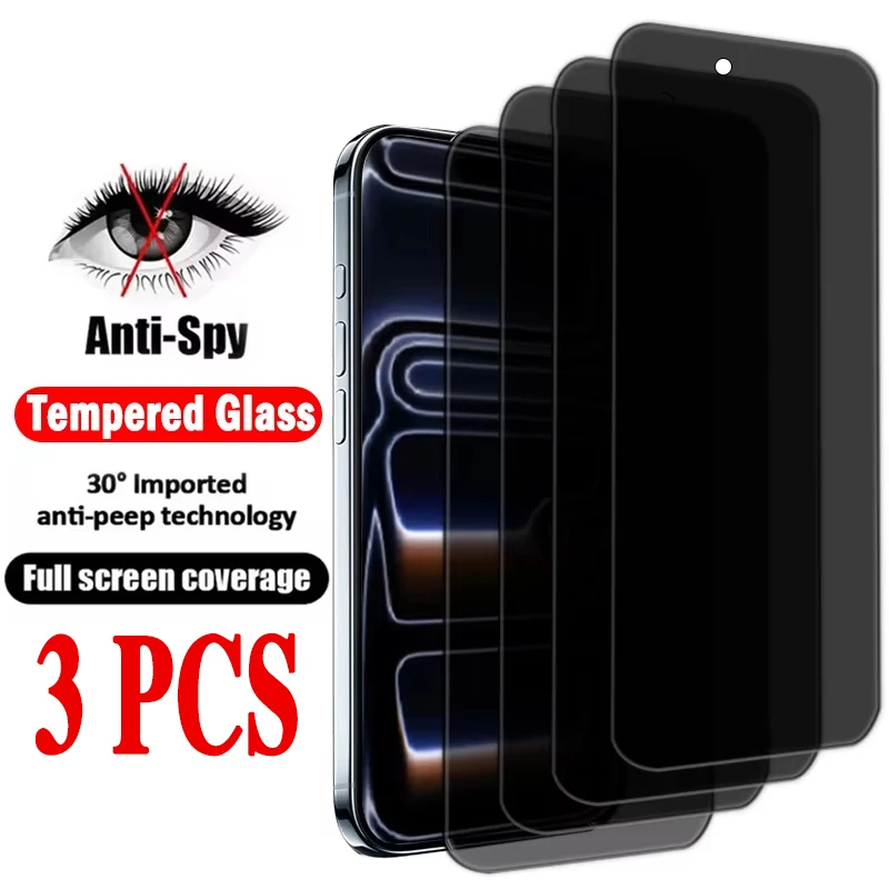 1-3PCS Verre trempé anti-espion pour iPhone 18 Pro Max 17 16 15 14 13 12 11 Pro, protection d'écran pour iPhone XR XS Max 16 Plus, film