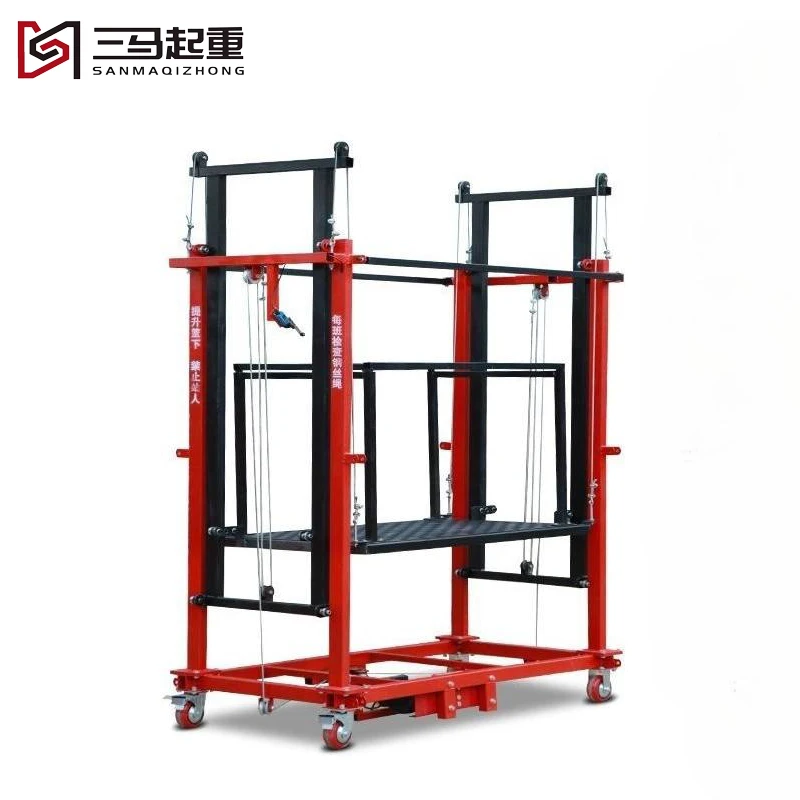 4m 6m 8m 300kg 500kg 折りたたみ式建設作業用はしご 移動式折りたたみ式携帯電動足場リフトプラットフォーム