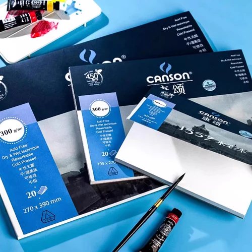 Imagen 2 del producto Papel de acuarela canson 1557 300g/m2 papel de pintura de Color agua A3/A4/A5/8K libro de acuarelas pintado a mano suministros de arte creativo