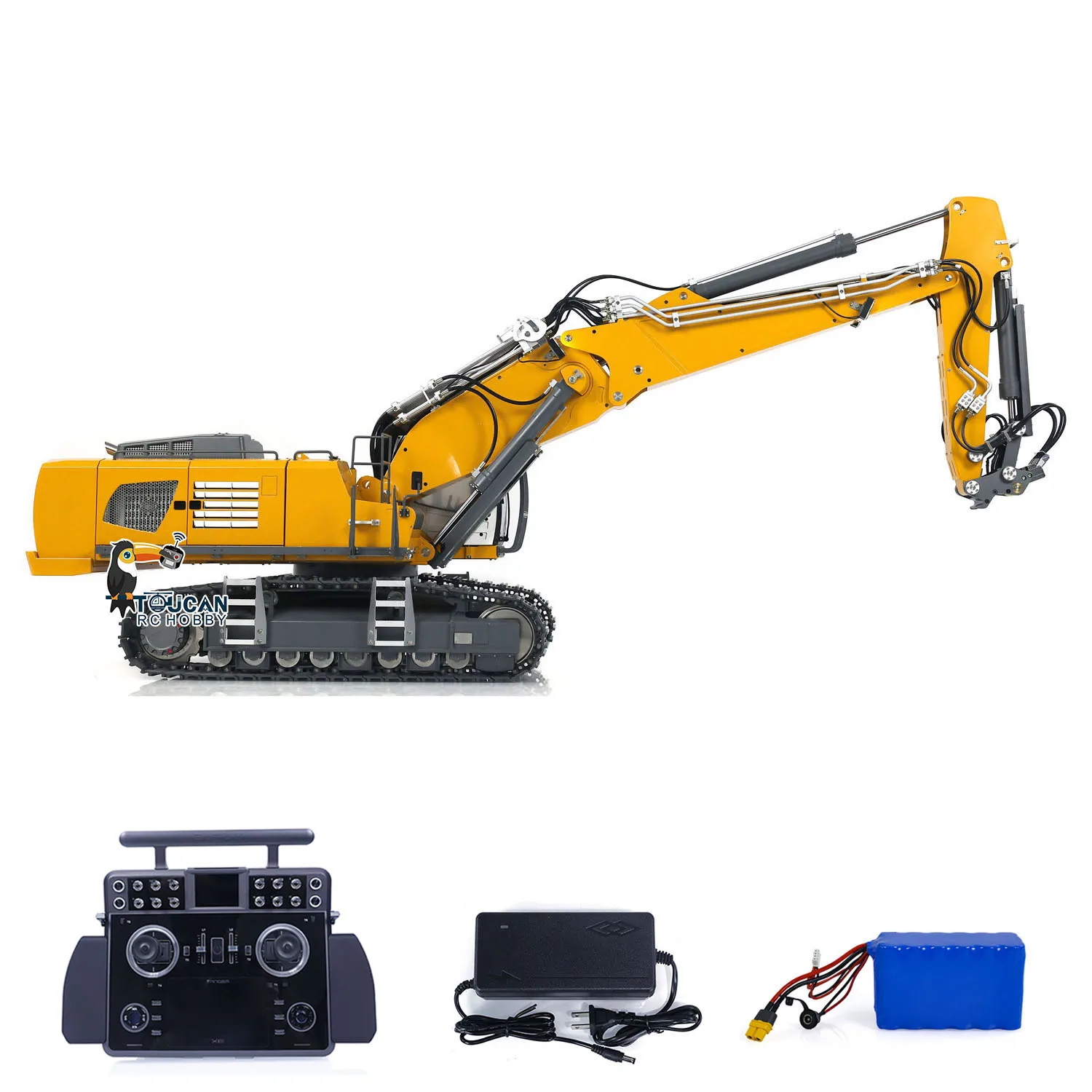 CUT K970-301S 1/14 3-Arm Hydraulic RC Excavator Painted Finished Digger Remote Controller Trucks Vehicle Sound Light Model  Toys