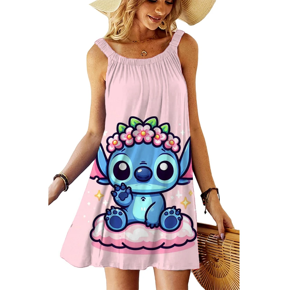 Snoopy kawaii vestidos de praia femininos S-3XL verão anime boho elegante chique vestido estilingue jovem mulher roupas sanrio y2k 2025 sexy