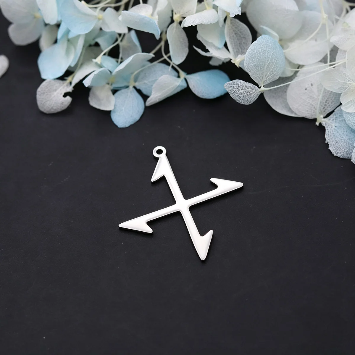 3PCS Four Direction Arrow Cross Charms DIY Craft Earrings Necklace Women Men Jewelry Making Handmade Stainless Steel Pendant