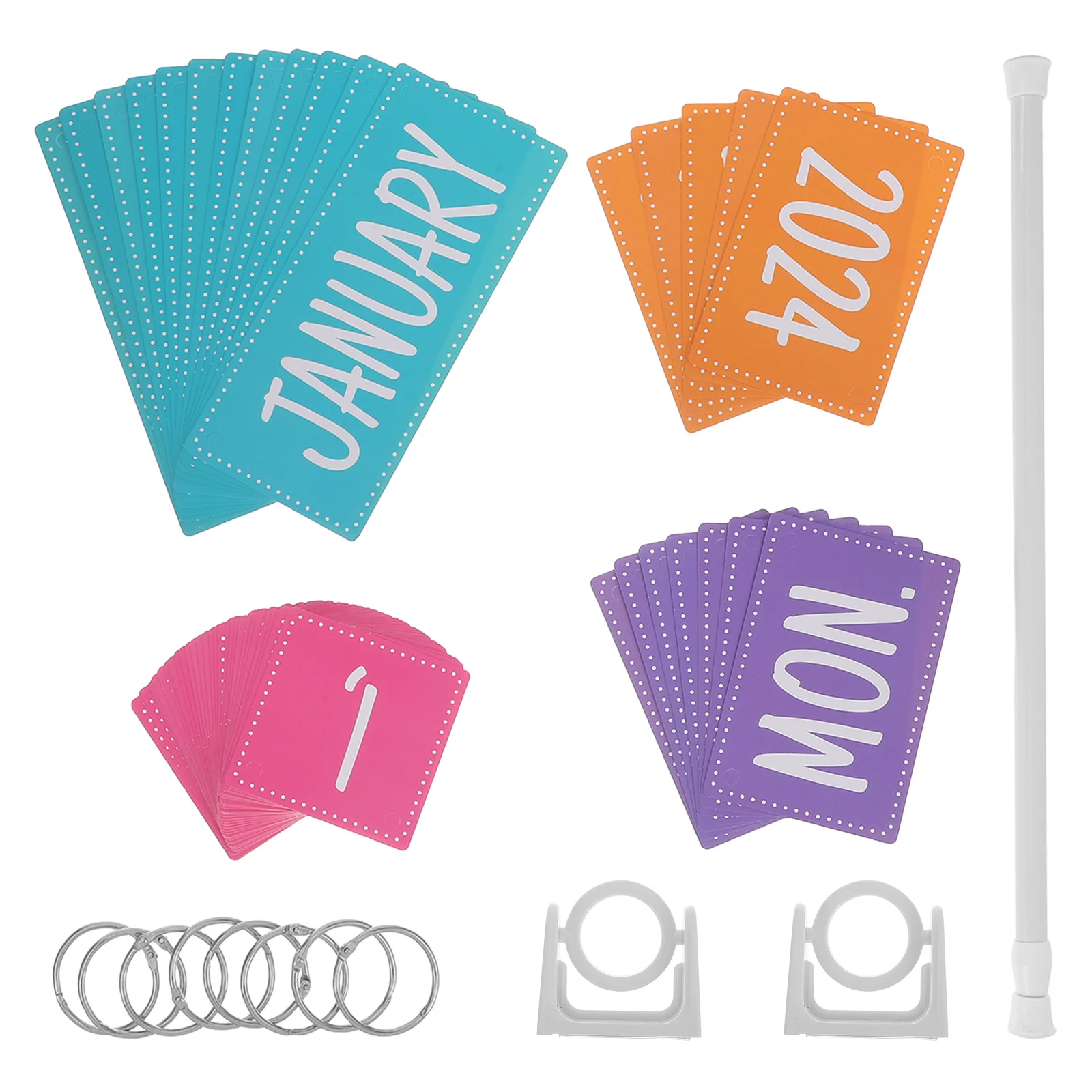 컬러풀 플립 캘린더 2024-2028 교실 장식 조절 가능한 홀더 날짜 카드 포함 및 오래 지속