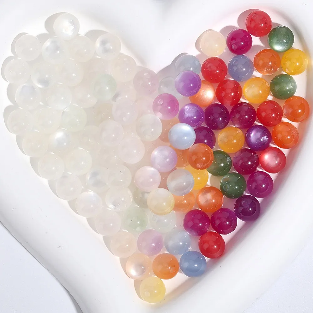 120Pcs Opaque UV Reactive Beads Color Changing Beads Round with Glitter Powder Beige 10mm Hole: 1.6mm