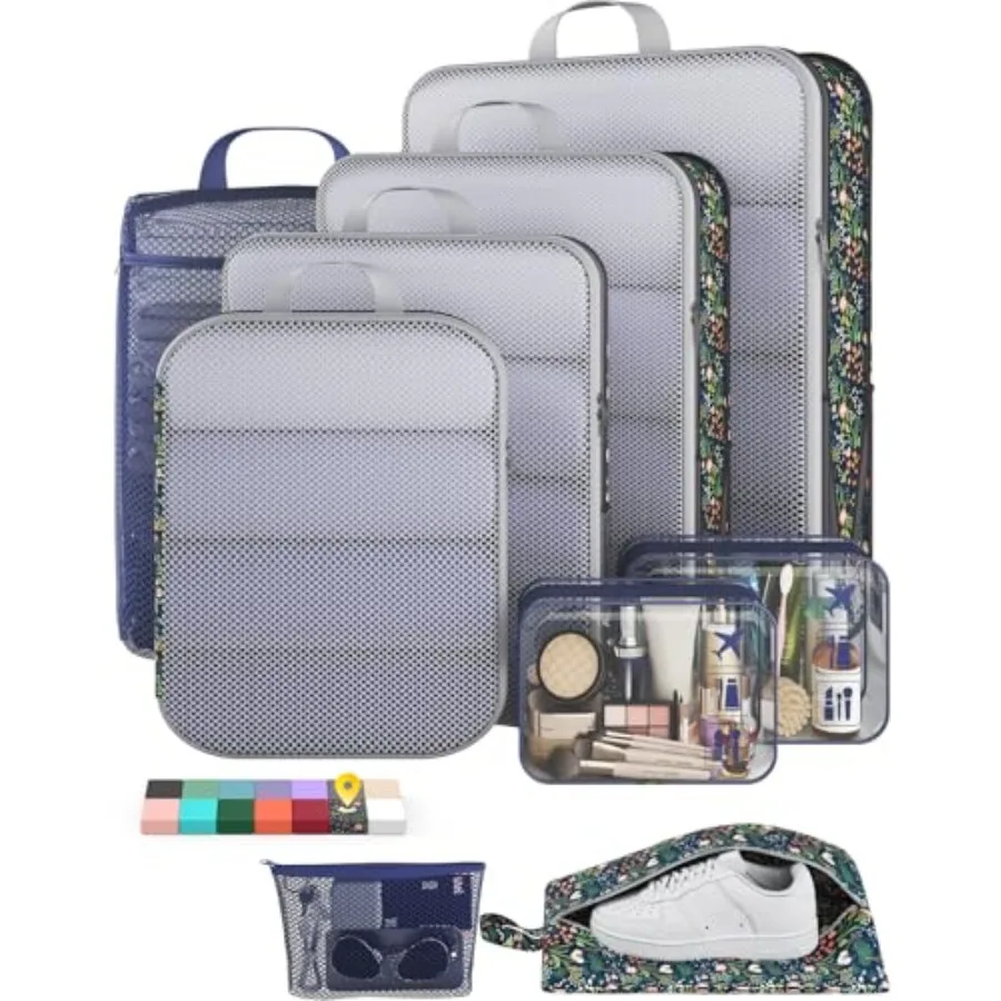 

9/11 Set Compression Packing Cubes for Travel Essentials Compressible Expandable Large Luggage Suitcase Organizer Bags for Clot