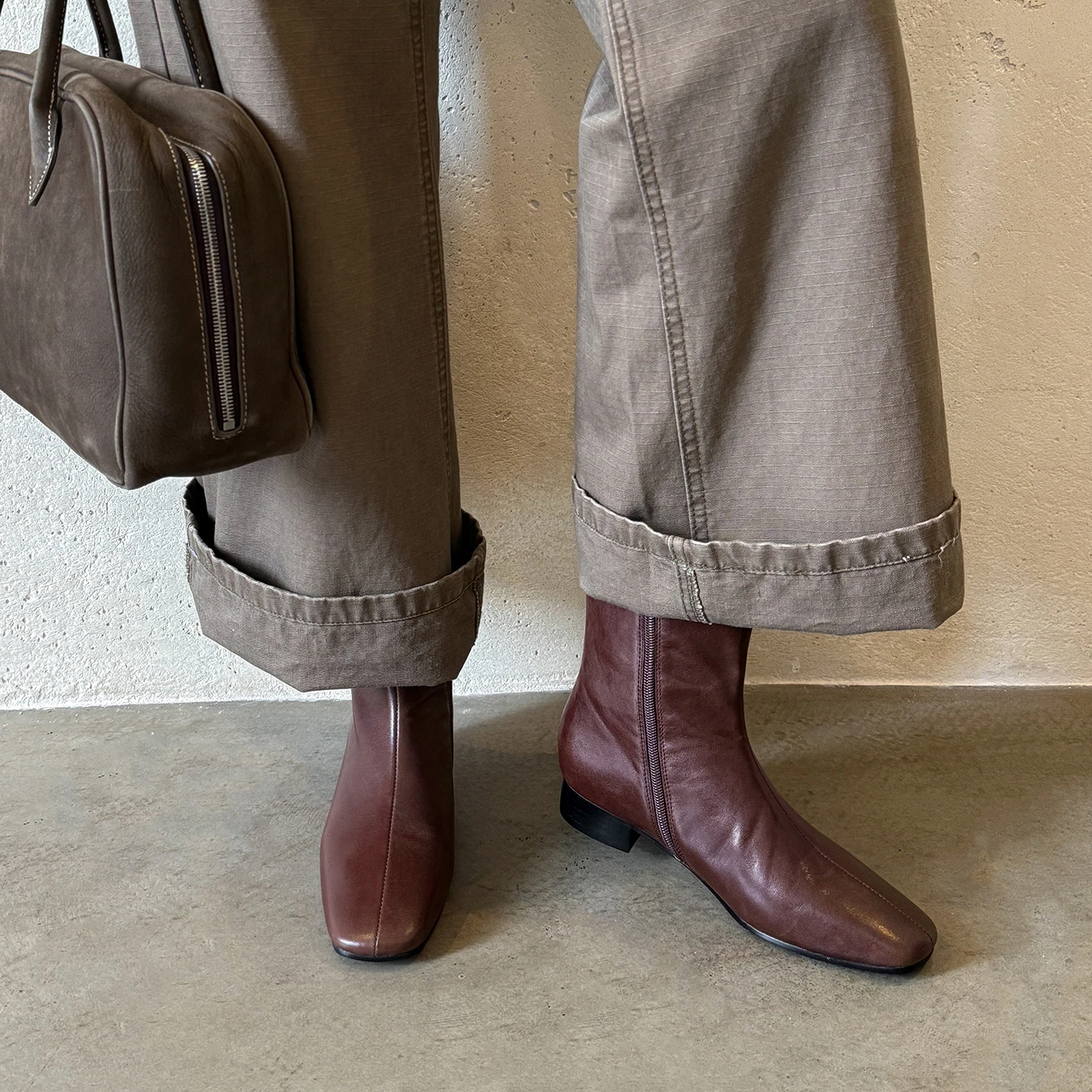 Dilalula 2027 Vintage Concise Natural Leather Women Ankle Boots Female Square Toe Low Heel Dress Booties For OL Casual Wear