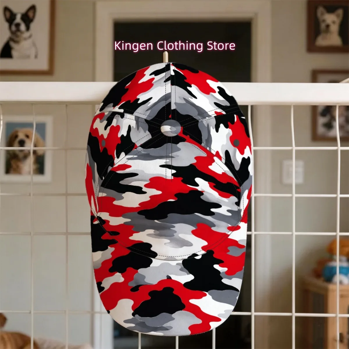 1pc Red Black White Camo Baseball Cap Peaked Cap Patterned Cap Polyester 2D Full Print Lightweight Breathable Soft Foldable Idea