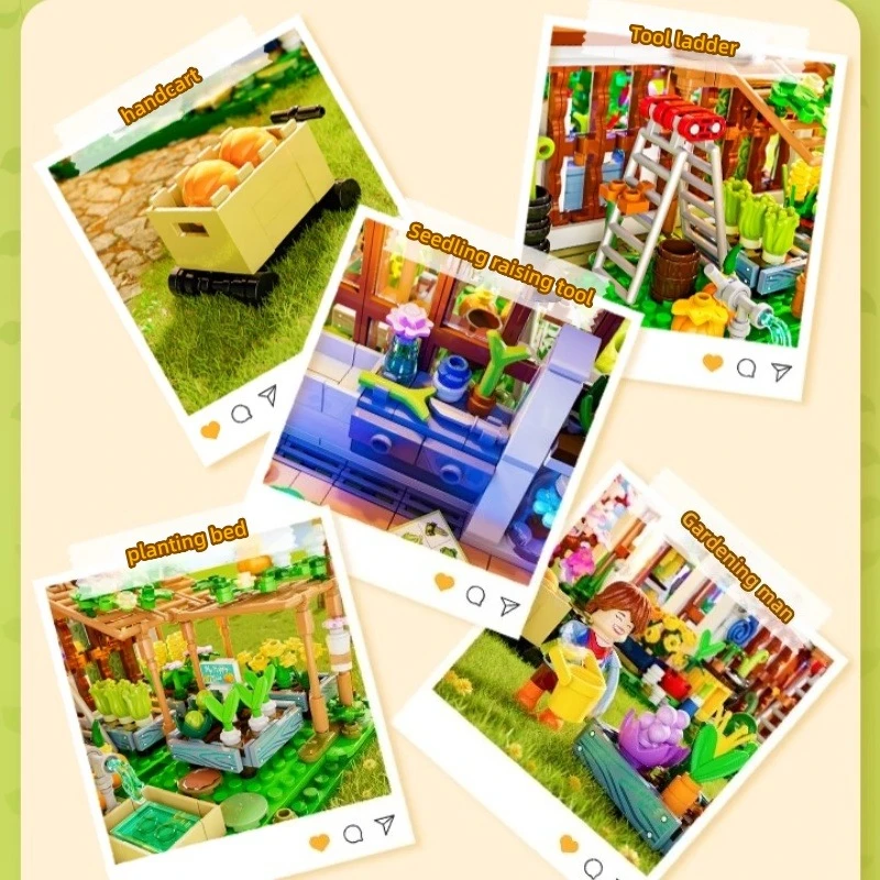 Zabawki do składania z klocków, szklarnia ogrodnicza, modele, seria Życie na farmie, widok ulicy, zabawki, ozdoby, prezenty urodzinowe