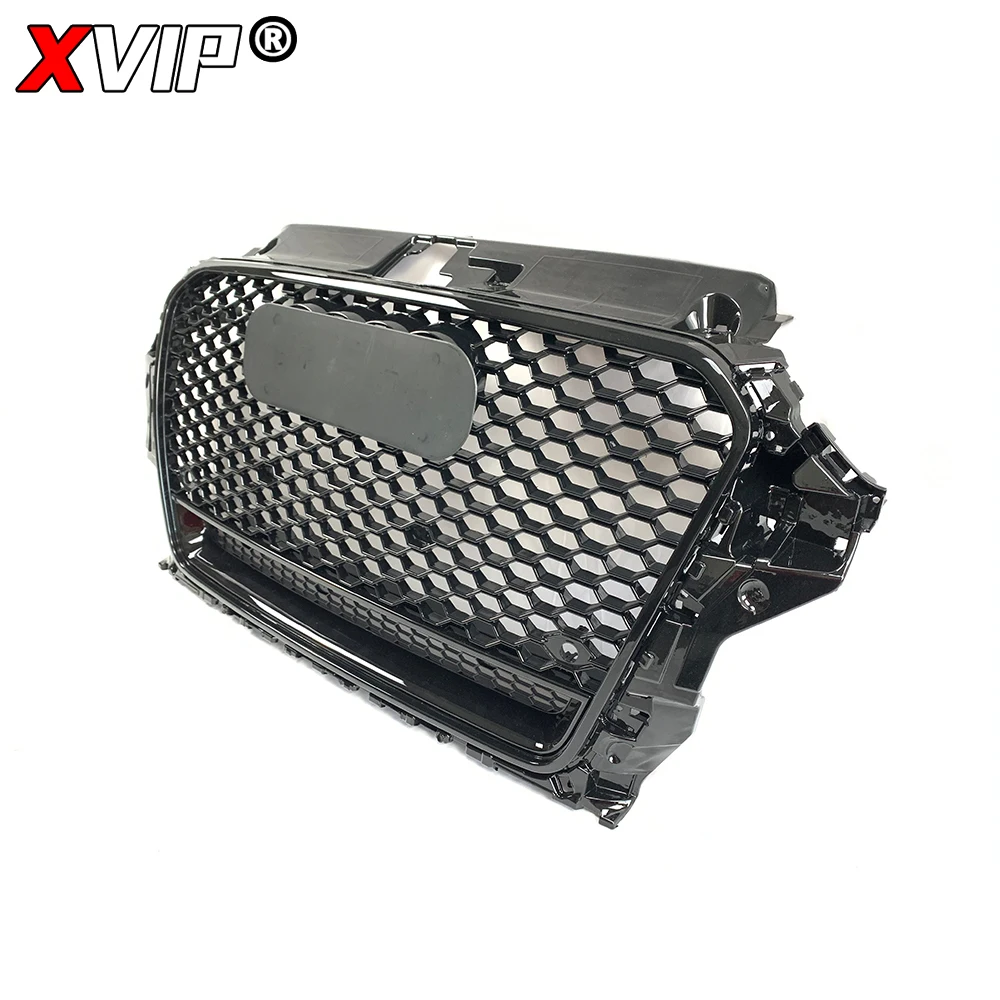 XVIP High Quality ABS Honeycomb Trim Grill For Audi A3 8V To RS3 Style 2013-2016 Glossy Black Front Bumper Grille With Quattro