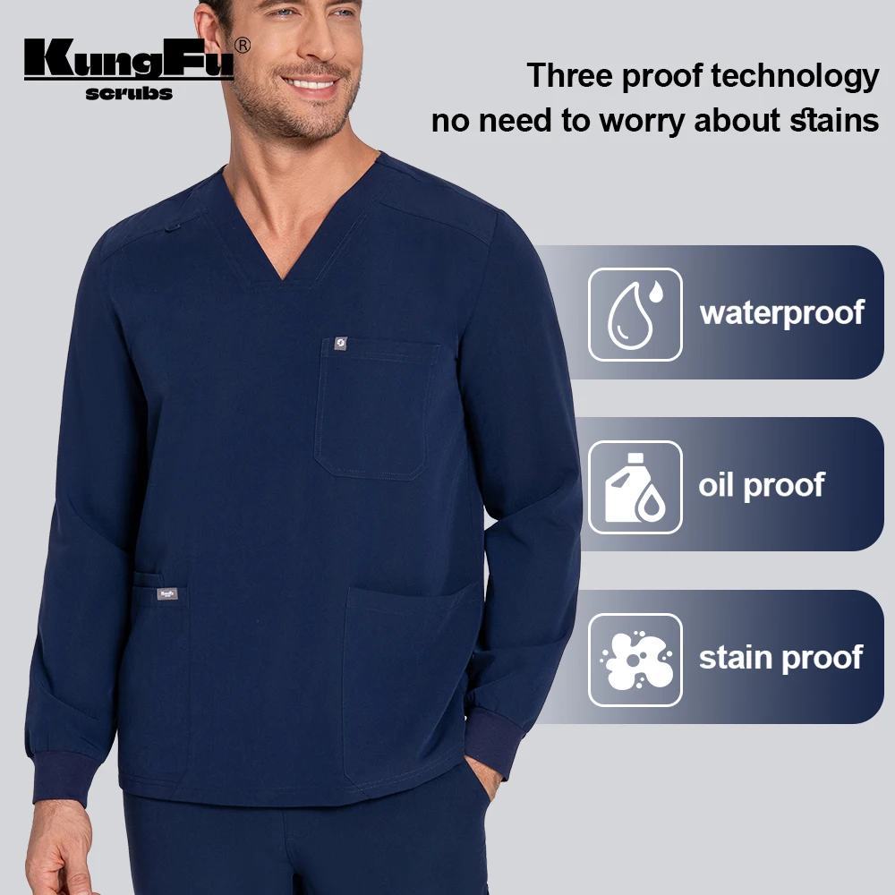 kungfu-scrubs-long-sleeve-medical-scrubs-for-men-surgical-scrub-top-waterproof-antibacterial-soft-breathable-nurse-uniform