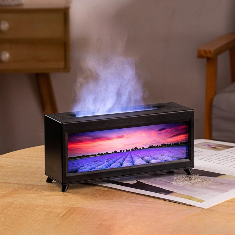 Lavender Light Painting Aromatherapy Machine Simulation Flame Colorful Atmosphere Light Humidification Aromatherapy Machine
