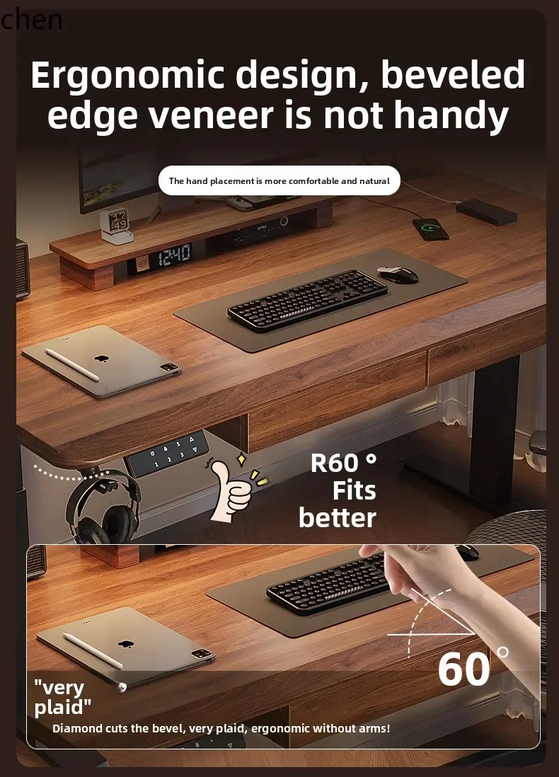 

i5.15 Solid Wood Electric Height Adjustable Desk with Drawers for Home Use, Study, Gaming, and Work Desk