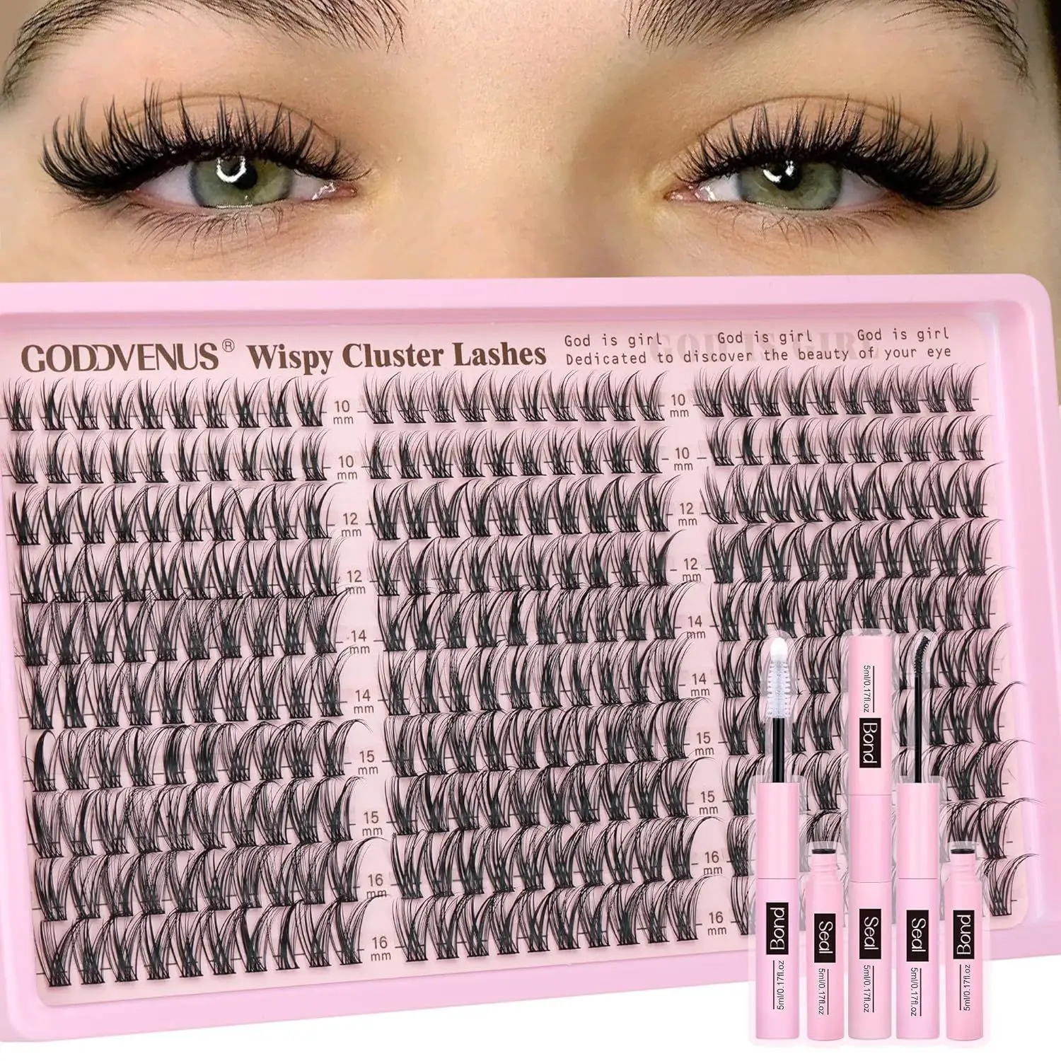 DIY eyelash extension set natural eyelash group set D curl single false eyelash group with bond and seal ,remover,tweezer