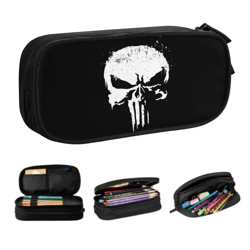 Custom Superhero Korean Pencil Cases Boys Gilrs Large Capacity Skull Pencil Pouch Students Stationery