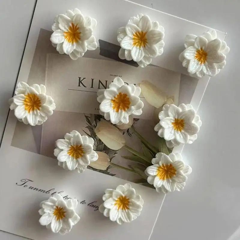 Eco-Friendly 5Pcs Simulated Resin Flower Fridge Magnets Fadeless Magnetic Decals for Kitchen Fridge Home Ornament