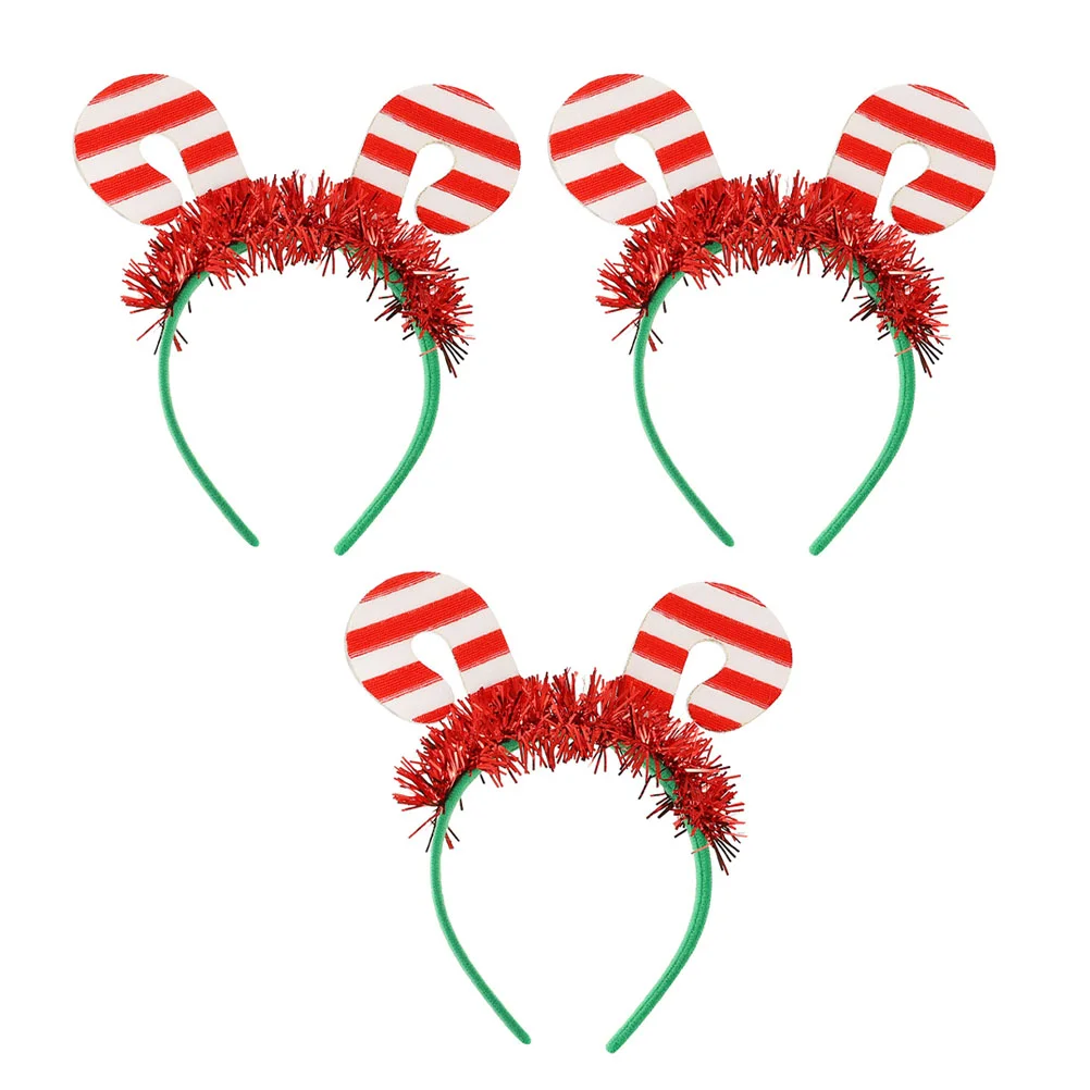 3 Pcs Christmas Cane Headband Stage Hairband Kids Hairbands Photo Hoops Costume Prop Xmas Wear Headgear Women's