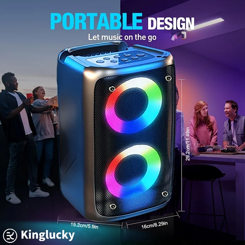 Kinglucky KTS-1265 wireless subwoofer speaker home party speaker portable outdoor sports surround sound box disco light