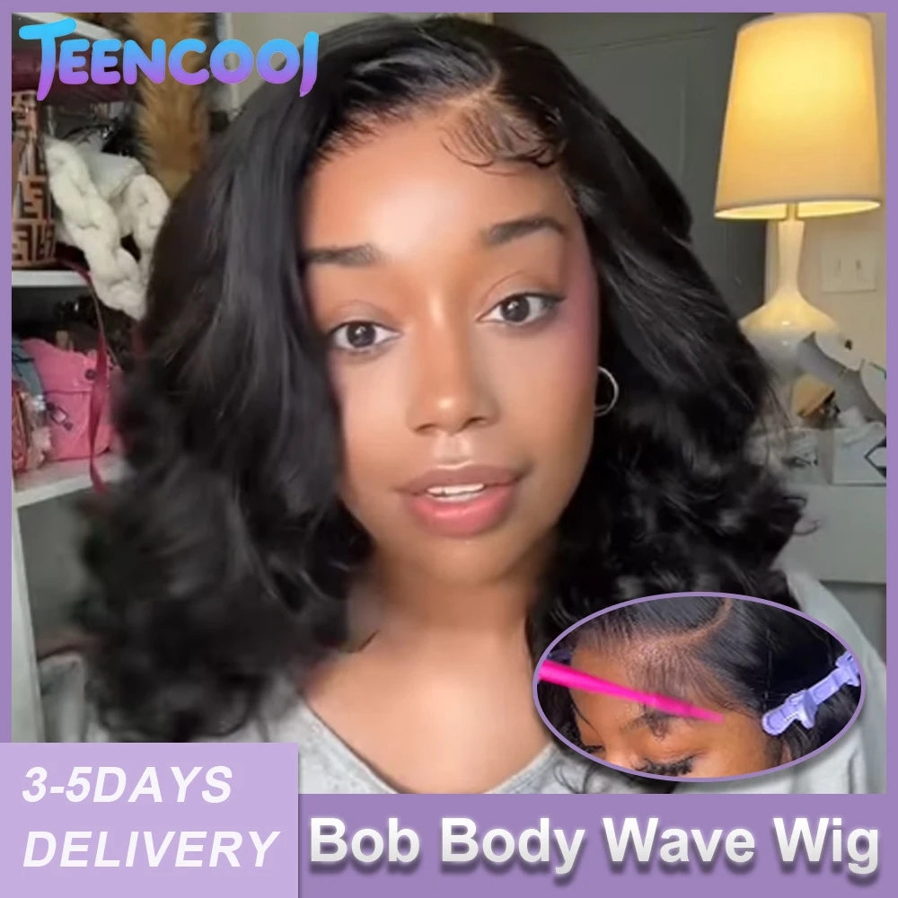 

200% Density Body Wave Short Bob Wig 4x4 5x5 Lace Front Human Hair Wigs 16 Inch Brazilian Hair Pre Plucked Hairline Baby Hair