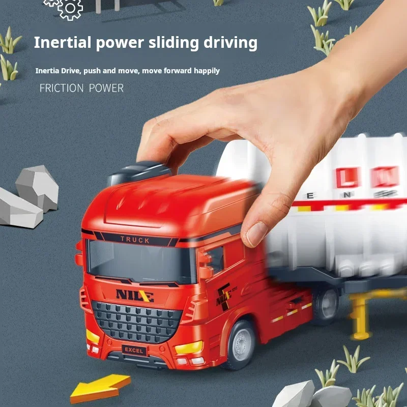 Model tankerki na olej 1/50, symulowany transporter dla dzieci, pojazd inżynieryjny, plastikowy model inercyjny, zabawka dla dzieci, chłopców, prezent na Nowy Rok