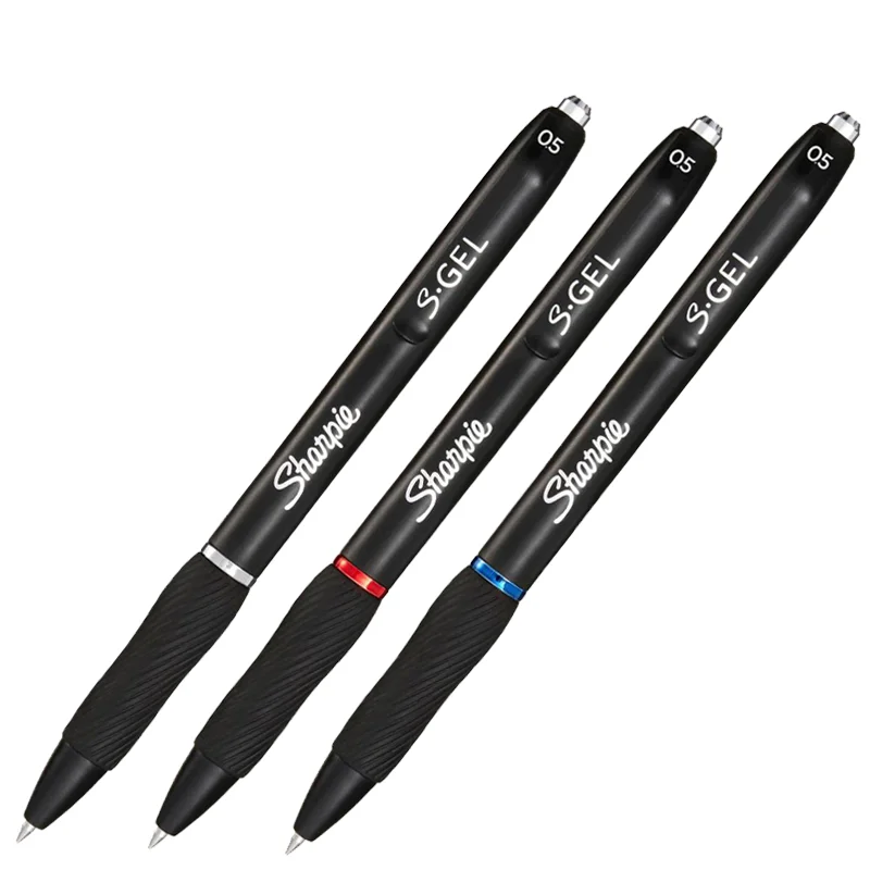 3pcs Sharpie S-Gel Gel Pens 0.5mm No Smear No Bleed Black Bue Red Ink Quick Dry Smooth Gel Ink Pen Rubber Grip Office Supplies