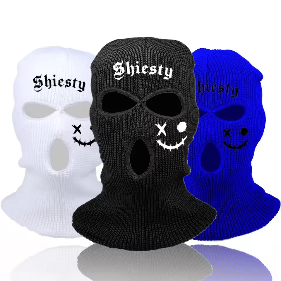 1/2/3 PC Warm Knitted Full Face Balaclava Hat with 'Shiesty' Lettering and Cold Matte Design, Ideal for Cold Weather