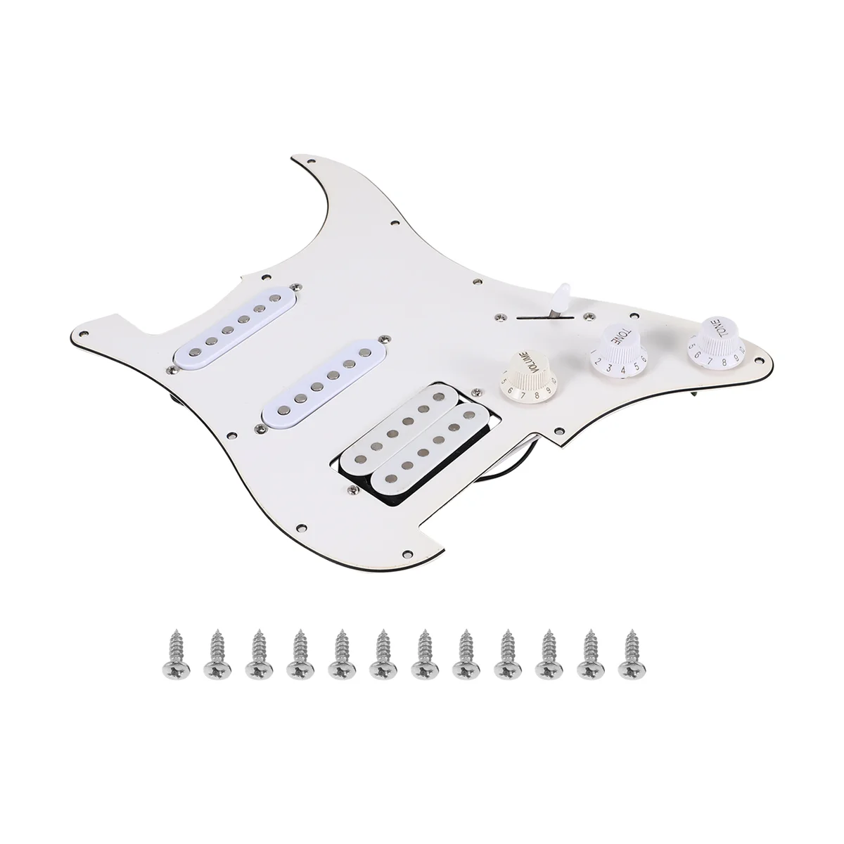 Electric Guitar Pickguard Pickups Loaded Prewired Scratchplate Assembly 11 Hole SSH White