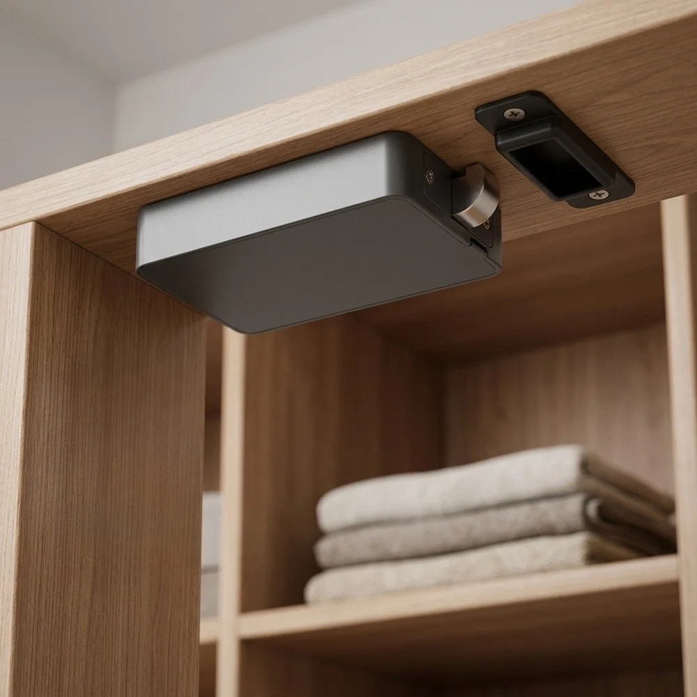 for Smart Drawer Lock with Fingerprint Authentication for Wooden Cabinets and Storage Units with Auto Lock Feature