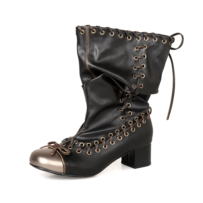 

Womens European Style Boots for Spring Autumn Narrow Band Shoes Handmade Retre Short Boots New Trendy Punk Street Fashion Botas