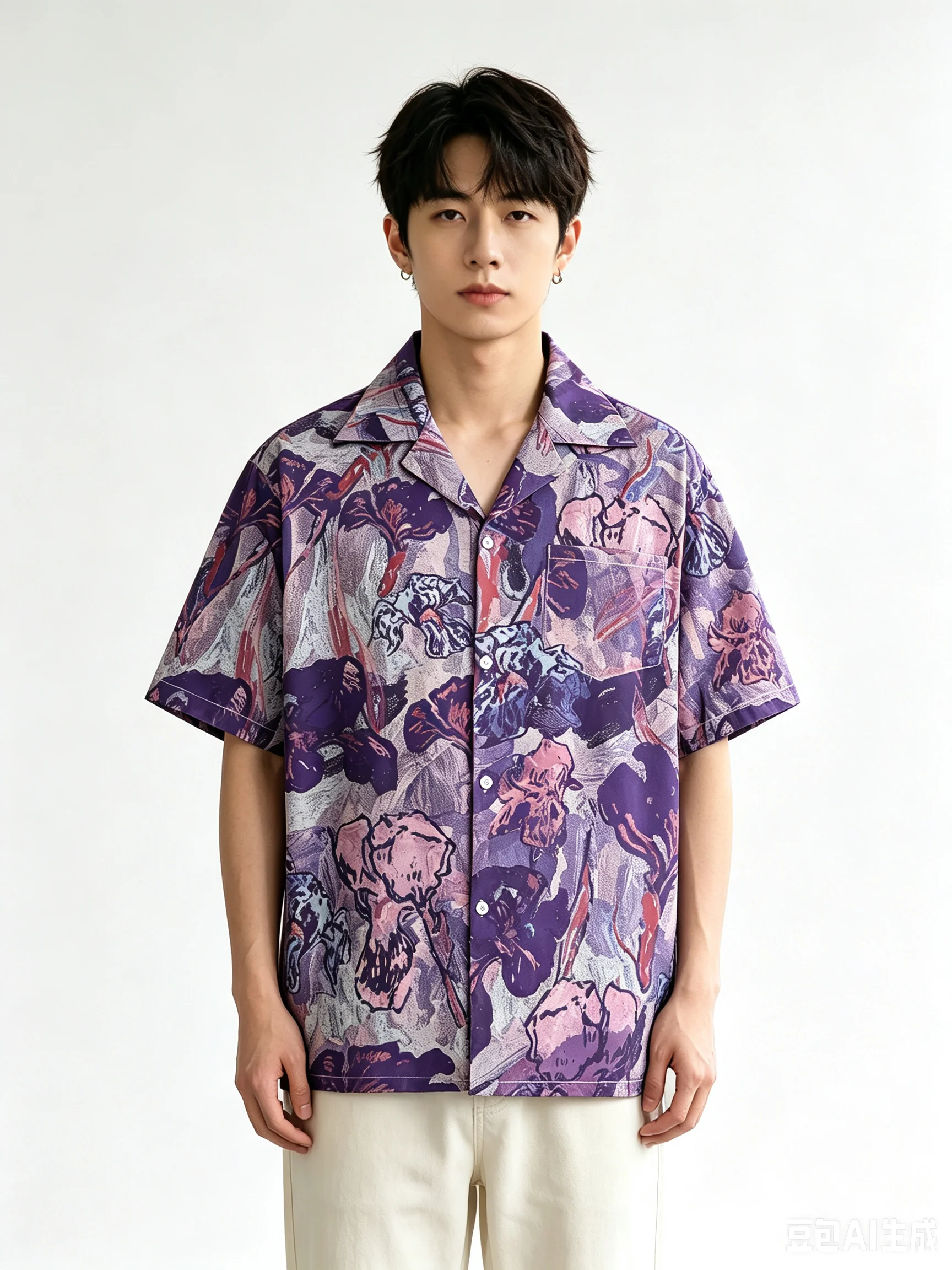 Vintage Purple Oil Painting Ir - Resort Shirt Floral recension och pris