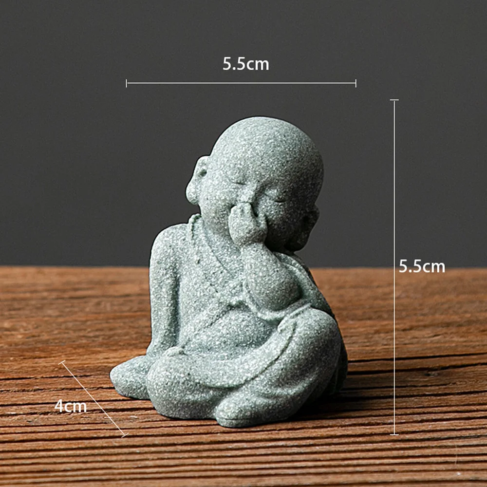 1Pcs Garden Decor Cute Buddha Stone Statue Little Buddhist Monk Buddhism Figurines Zen Garden Ornament Meditation Aquarium Decor - Image 6