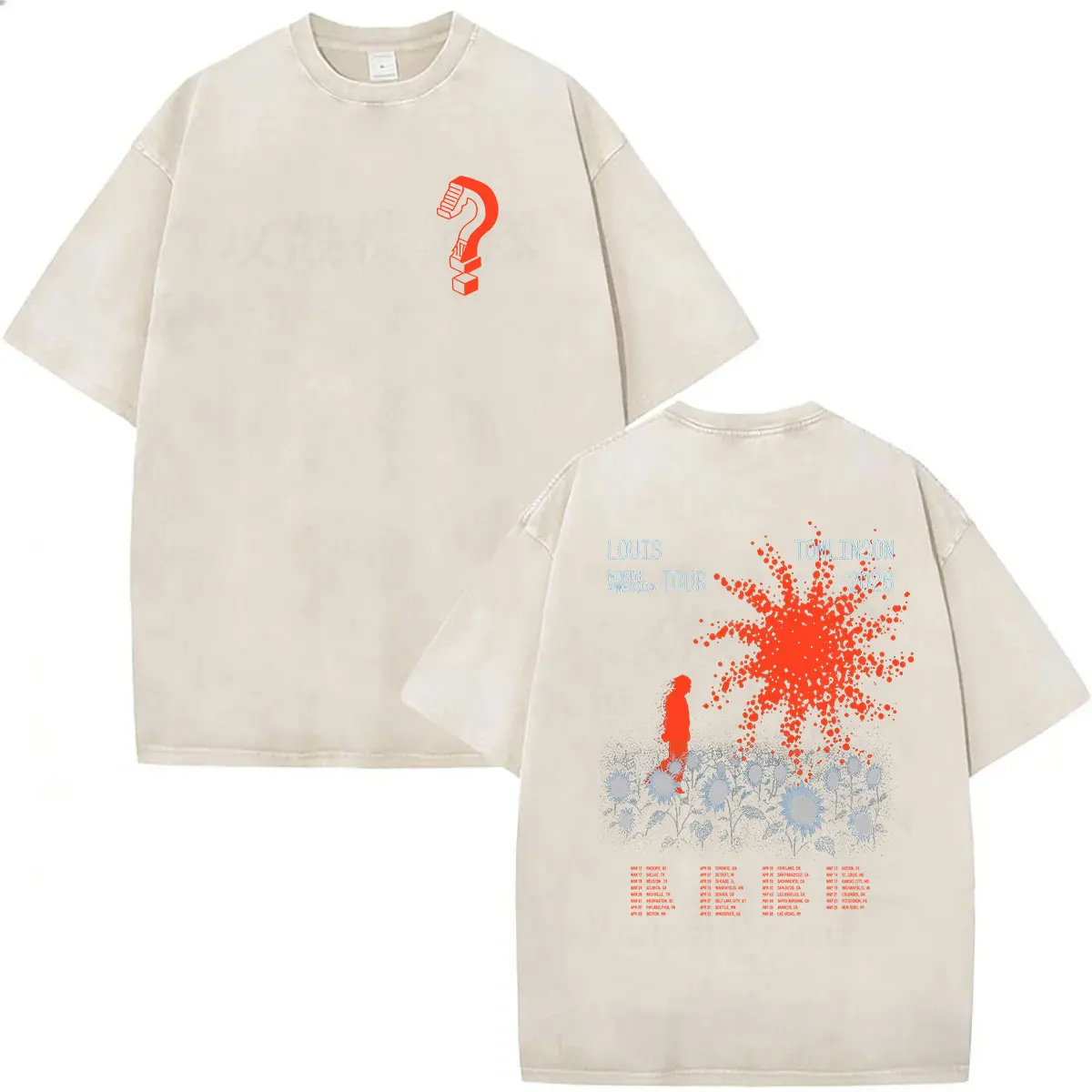 Vintage Washed Louis Tomlinson How Did We Get Here Tour 2026 Neues T-Shirt für Männer und Frauen Harajuku Mode Übergroßes T-Shirt Streetwear – Detail 7