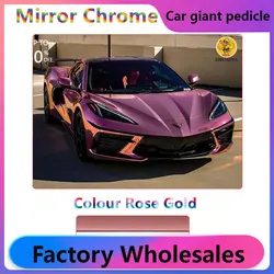 1.52X18M Stretchable Rose Gold  Mirror Chrome Vinyl Wrap Self-Adhesive Film Decal Air-Release Bubble Free DIY Car Wrapping Roll