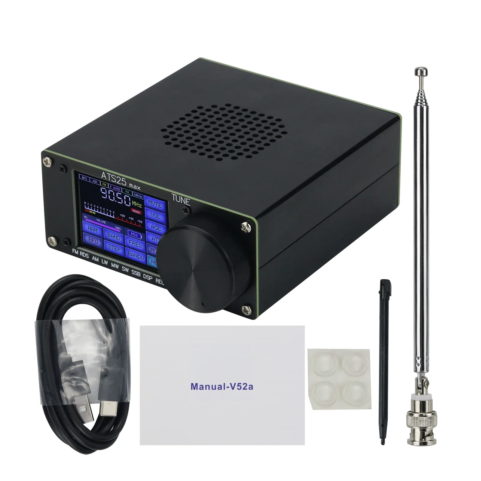 

Радиоприемник HamGeek ATS25 Max Si4732 на все диапазоны (FM, RDS, AM, LW, MW, SW, SSB) с DSP и сенсорным экраном 2,4 дюйма, модель 2026 года