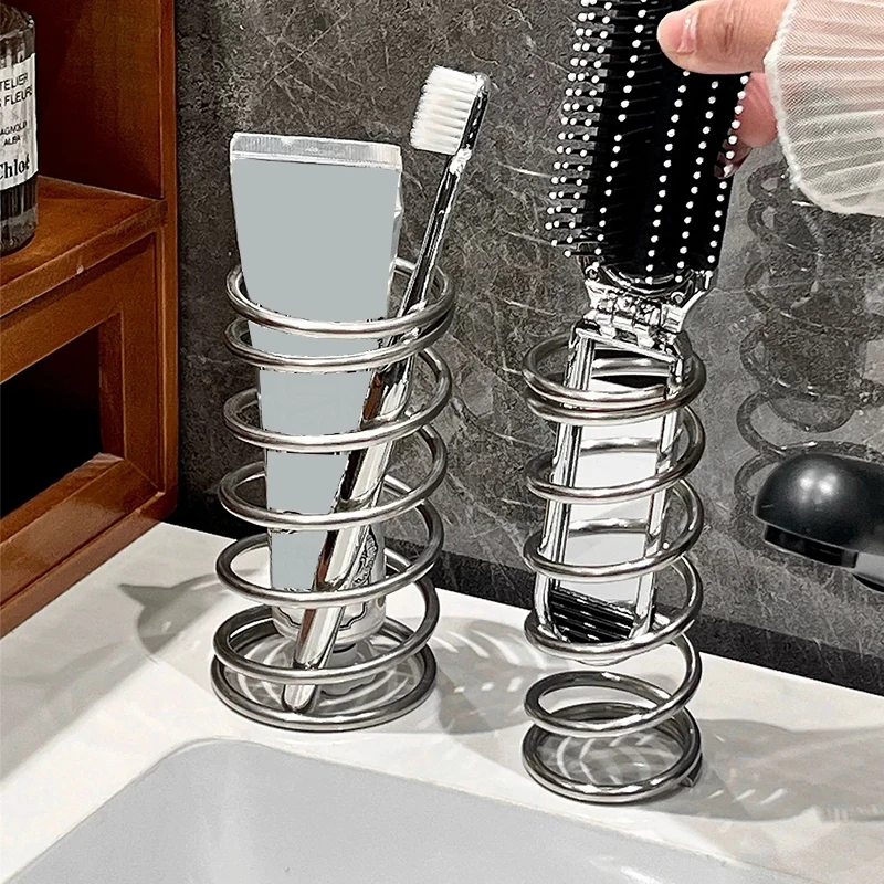 2Pack Toothbrush Holder Stainless Steel Makeup Brush Storage Rack Metal Bathroom Accessories Tool for Comb Toothpaste Container