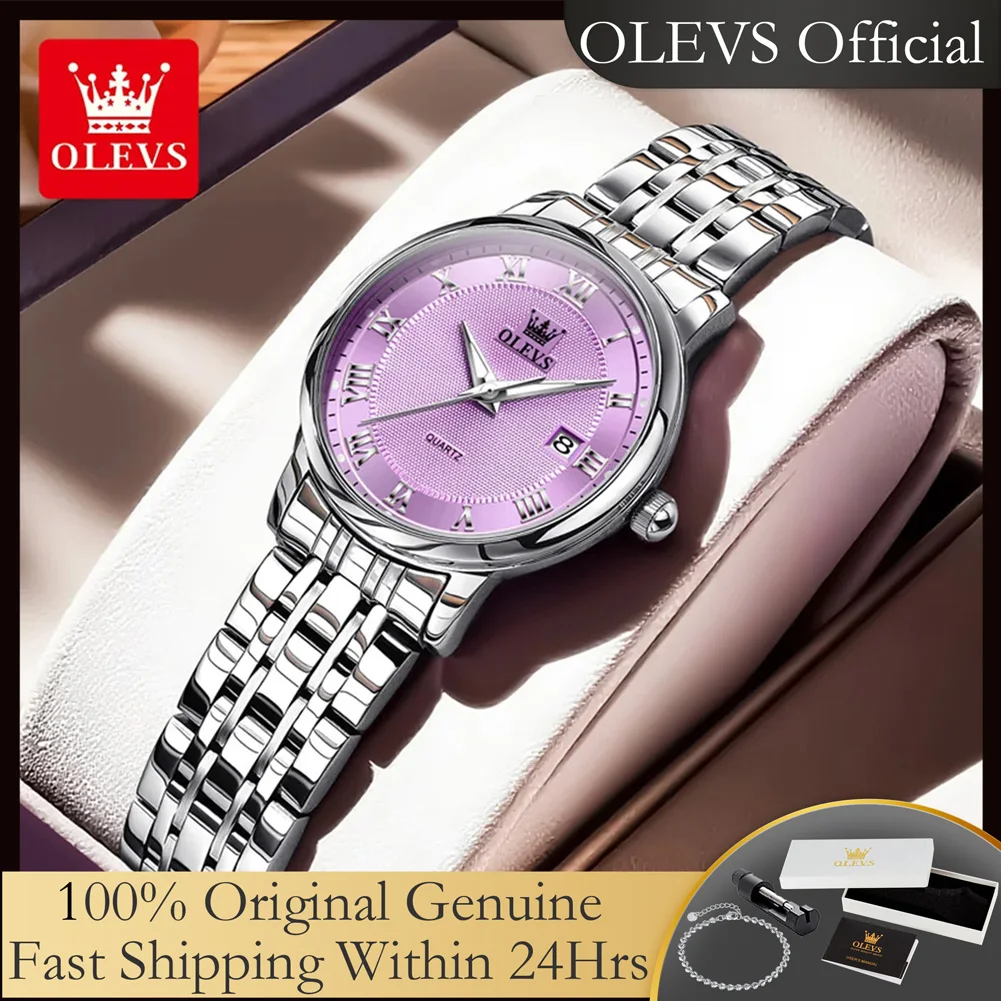 

OLEVS 5611, ультратонкие кварцевые часы для женщин, оригинальный однотонный стальной ремешок, водонепроницаемые модные элегантные женские наручные часы с автоматической датой