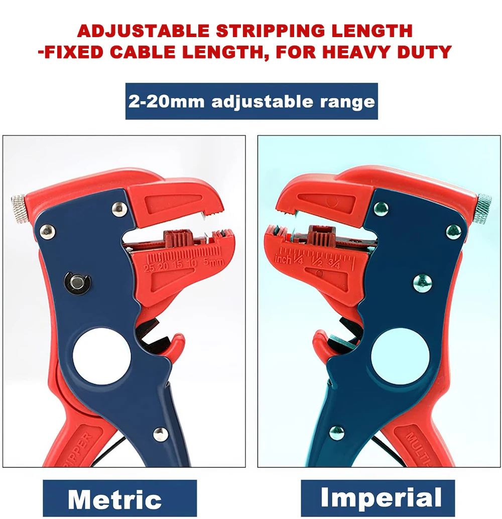 Automatic Wire Stripper Flatwire Cutter Stripping Plier 0.2 to 6mm Range Length Adjustment For Electrician