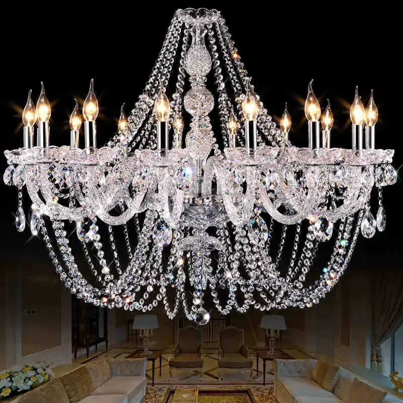 Modern LED Candle Holder Crystal Ceiling Chandeliers Atmosphere Pendant Lights High-end Living Dining Room Hanging Lamp Fixtures