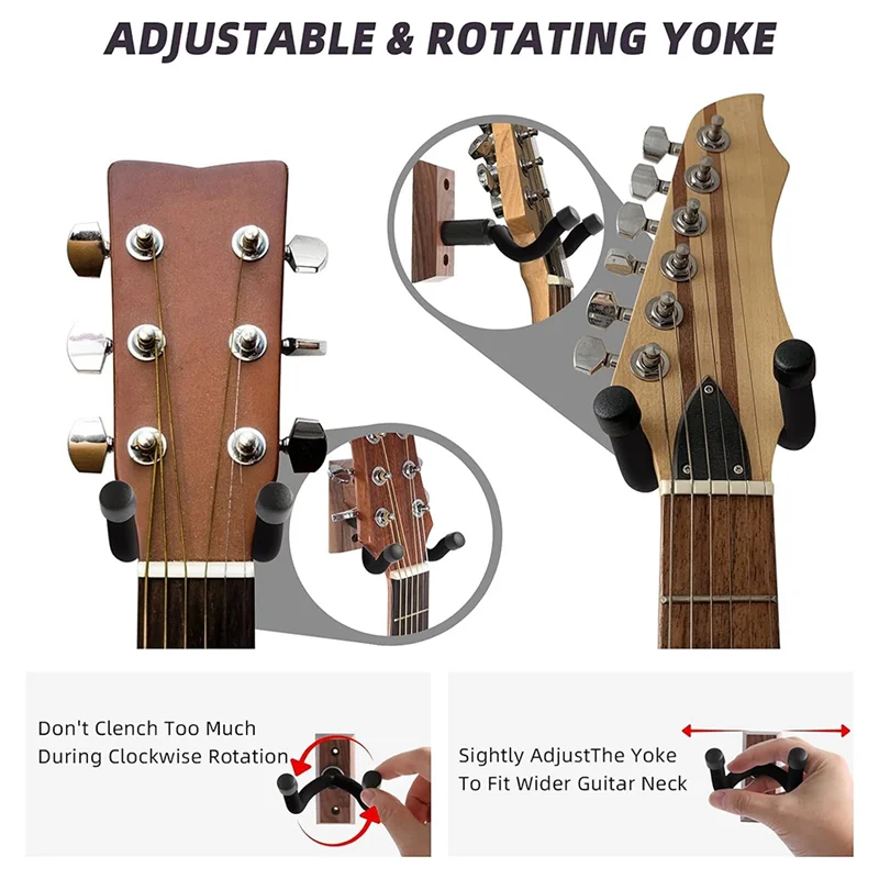 

A64T-2PCS Настенное крепление для гитары, вешалки для гитары, крючки, кронштейны, держатели для акустических и электрогитар, бас-банджо, черный, легко устанавливается