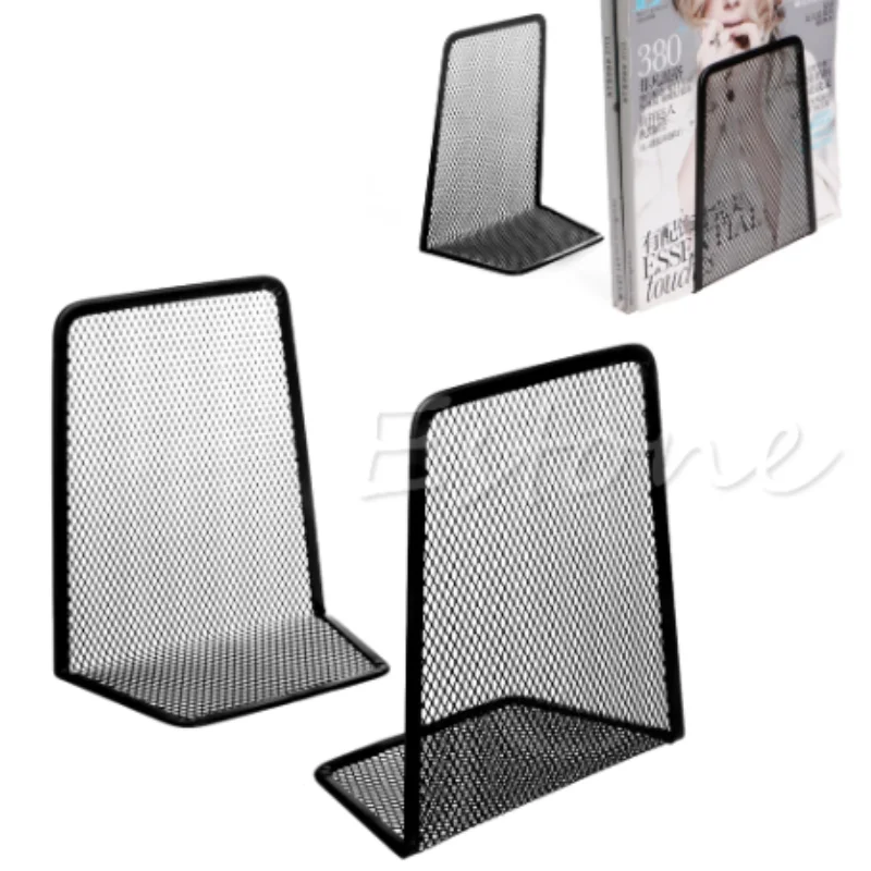 

1 Pair Metal Mesh Desk Organizer Desktop Office accessories Home Book Holder Bookends Black