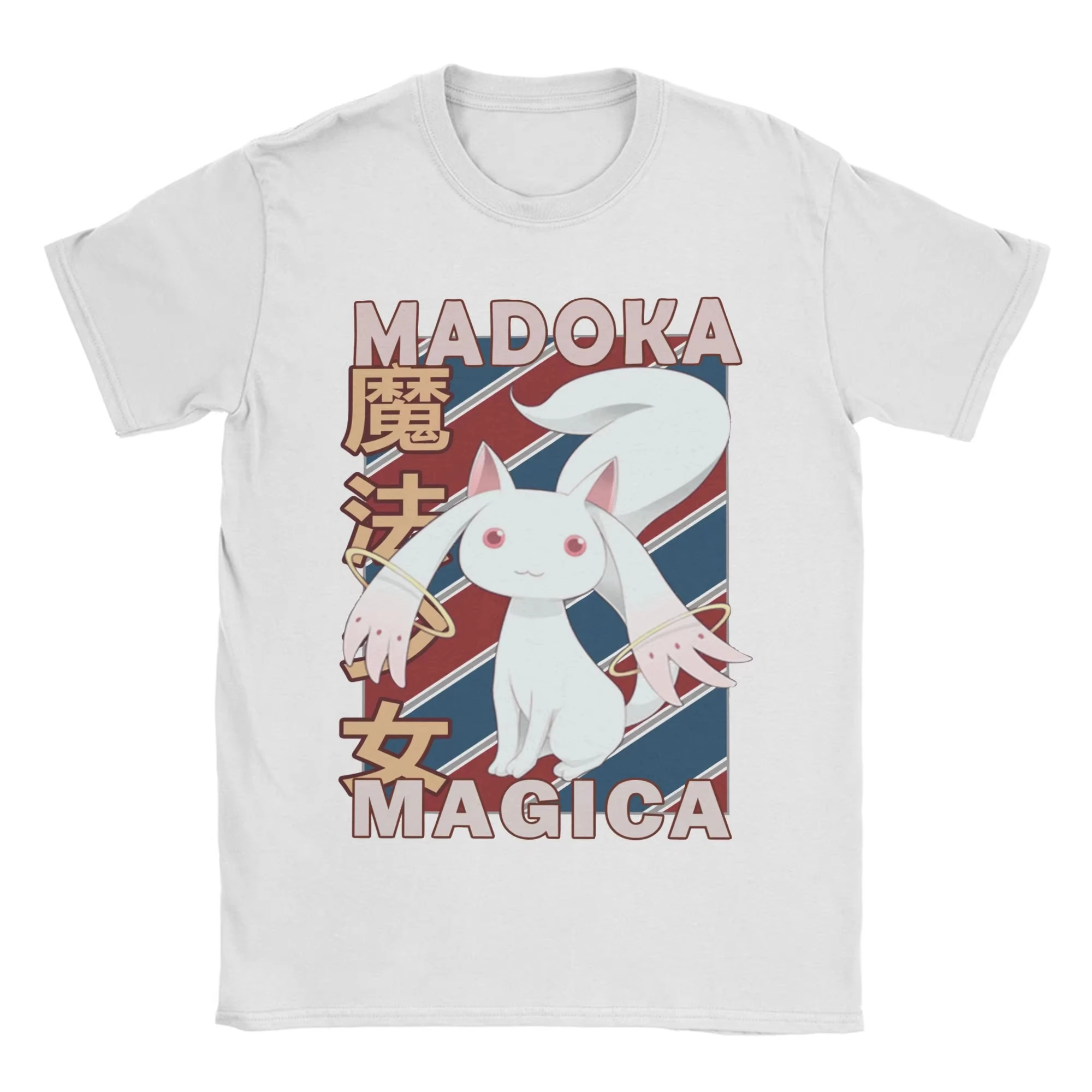 Puella Magi Madoka Magica Kyubey T-Shirt Niedliches Kawaii Anime Grafik-Print Herren Damen Baumwolle Kurzarm Oversized Rundhals-Top – Detail 4