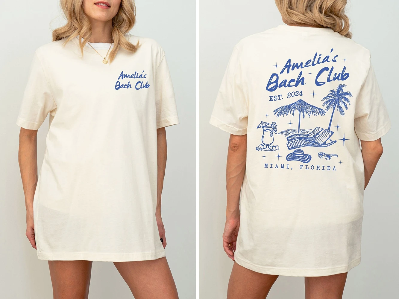Custom Beach Bachelorette Shirts Beach Bride Shirt Funny Double-Side Print Unisex Shirts Cotton Y2K Top Daily Trendy Streetwear