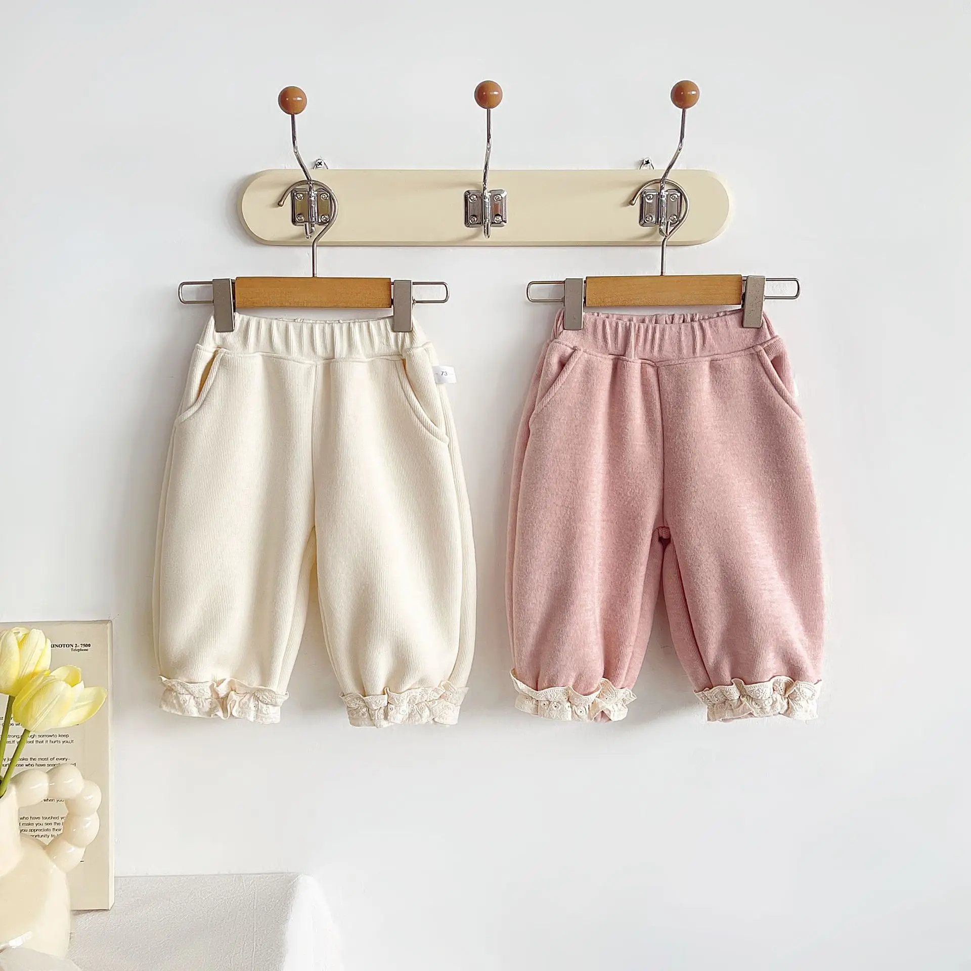 

kids girl new solid color simple lace long pants, cute and casual autumn pants, newborn clothes