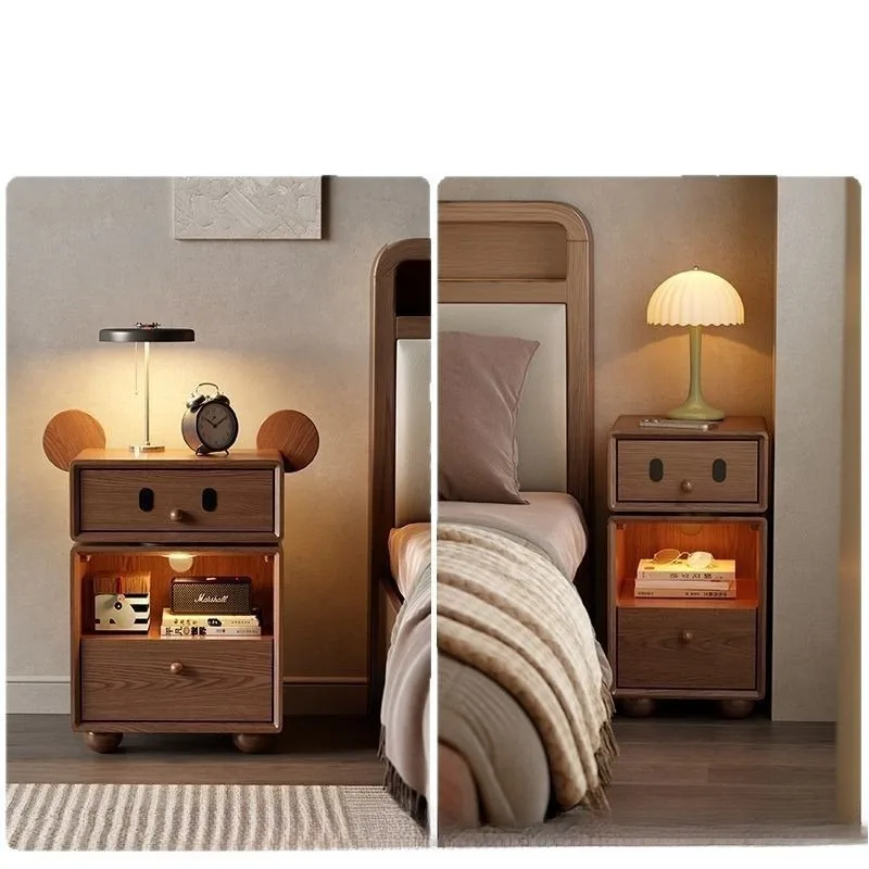 

Solid wood children's bedside table Extremely narrow side cabinet