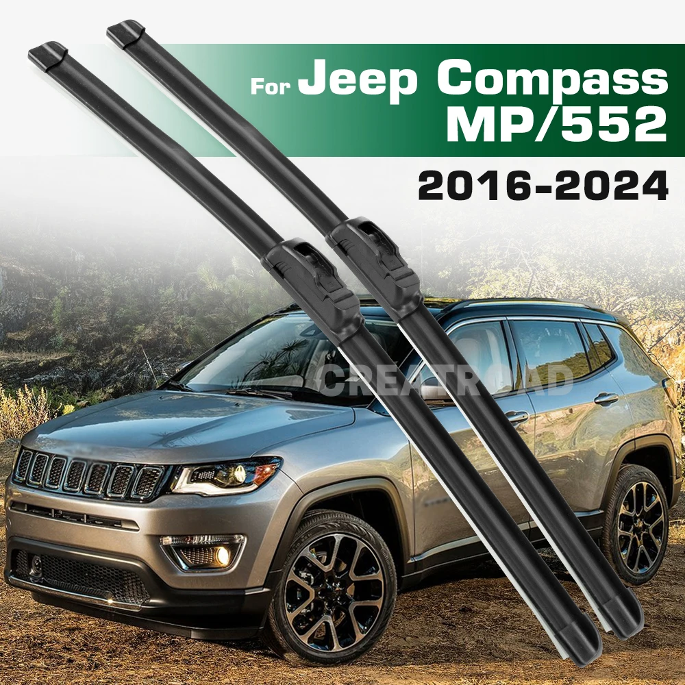 

GREATROAD Wiper LHD&RHD Front Wiper Blades Set For Jeep Compass MP/552 2016 - 2024 Windshield Windscreen Window Brush 24"+18"
