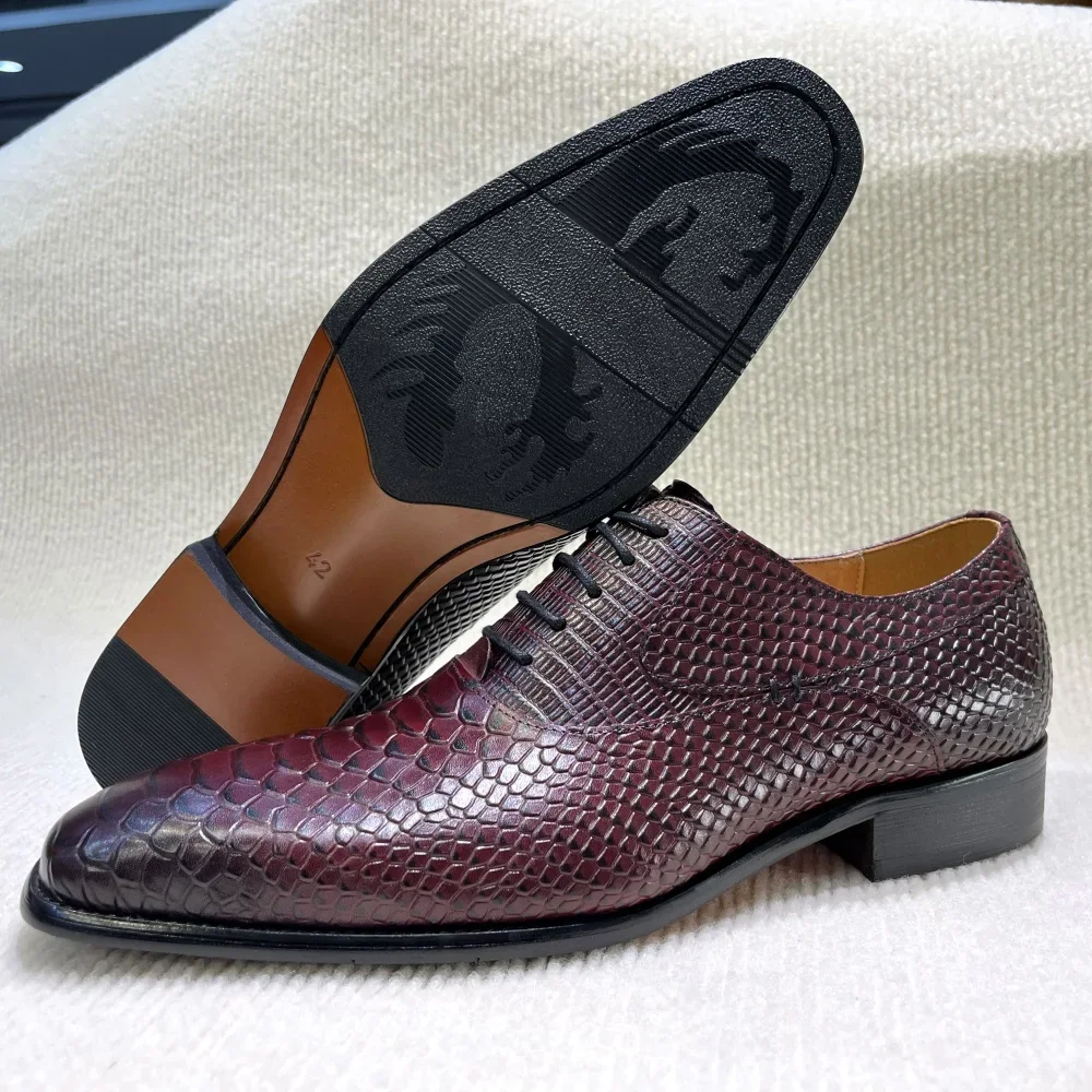 

Handmade Red Genuine Leather Men's Office Business Shoes with Monk Shoelace Buckle for Wedding Suit Casual Formal Wear