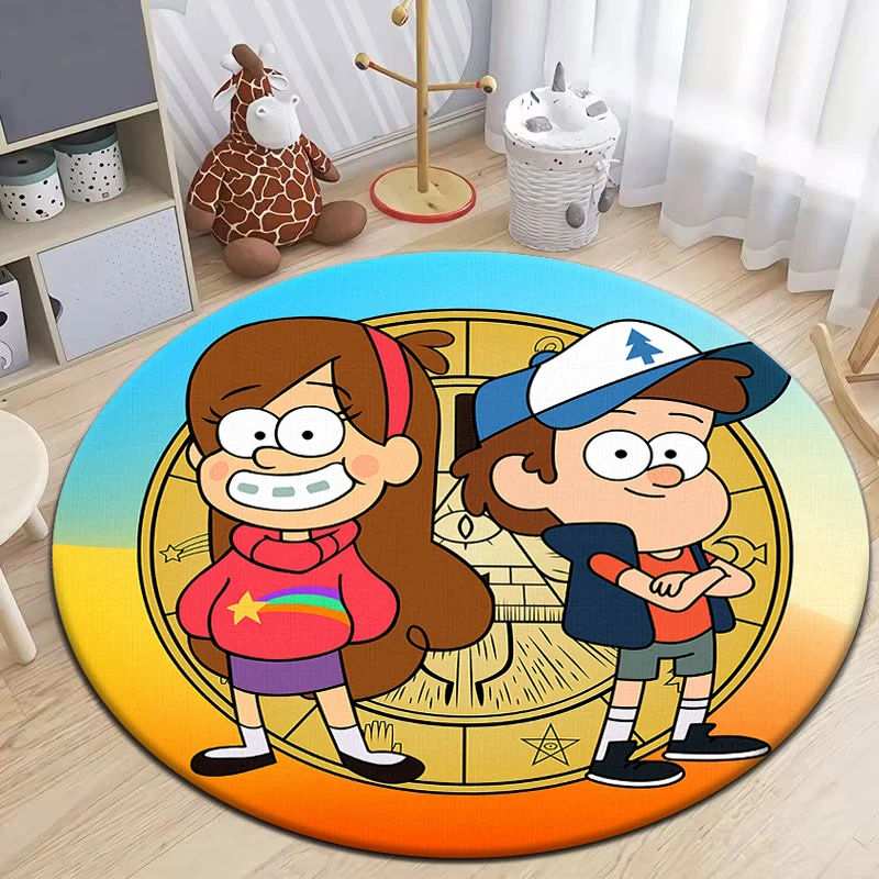 Gravity Falls HD Printed Round Carpet for Living Room Rugs Camping Picnic Mats Flannel Anti-Slip Rug Yoga Mat Gifts area rug